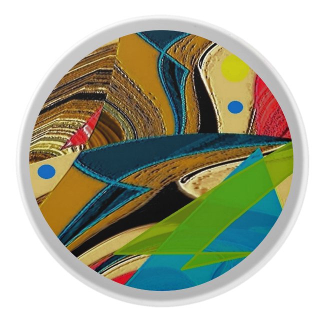 "Chaos in Colour" Ceramic Knob (Front)