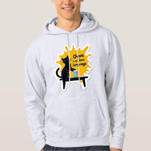 Chaos is My Love Language Black Cat Hoodie