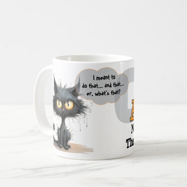 Chaos Kitty Mug: Not Sorry Coffee Mug (Front Left)