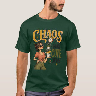 Chaos Looks Cute On Me Retro Funny Trendy Girl T-Shirt