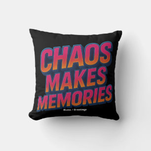 Chaos Makes Memories Retro Synthwave Design Funny  Cushion
