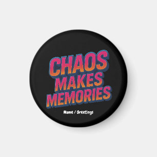 Chaos Makes Memories Retro Synthwave Design Funny Magnet