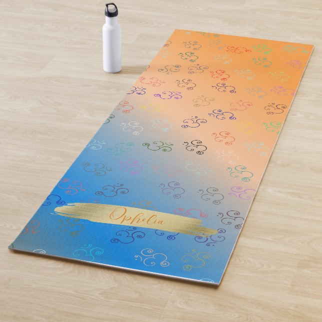 Chaos OMs | Orange & Blue Ombre, Pretty Om Yoga Mat (In Situ)