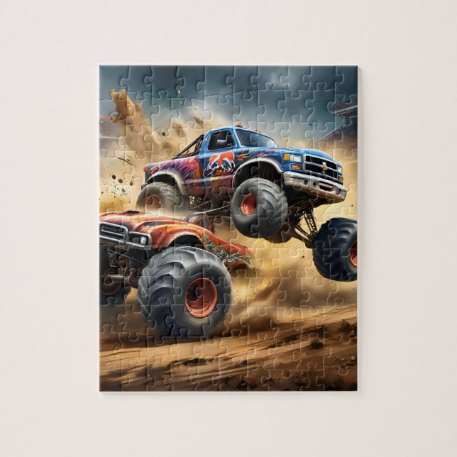 Chaos on Wheels: Monster Truck Smash Derby Jigsaw Puzzle (Vertical)