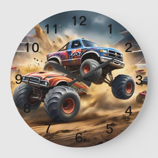 Chaos on Wheels: Monster Truck Smash Derby, Large Clock (Front)