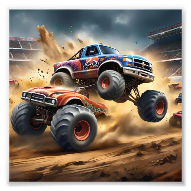 Chaos on Wheels: Monster Truck Smash Derby Photo Print (Front)