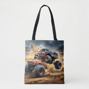 Chaos on Wheels: Monster Truck Smash Derby Tote Bag