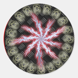 chaos skulls classic round sticker