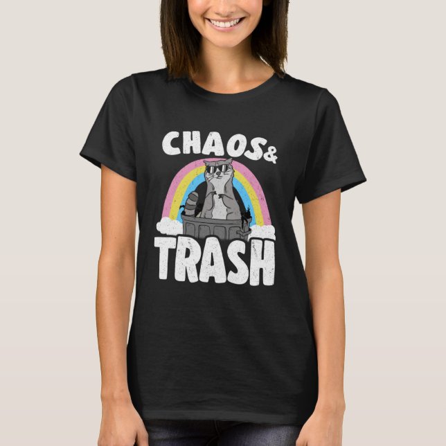 Chaos & Trash Garbage Panda Rainbow Raccoon T-Shirt (Front)