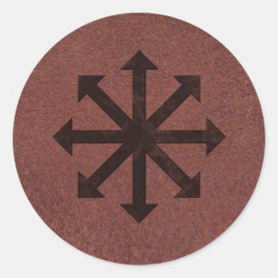 Chaosphere - Occult Magick Symbol on Red Leather Classic Round Sticker