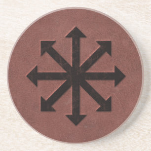 Chaosphere - Occult Magick Symbol on Red Leather Coaster