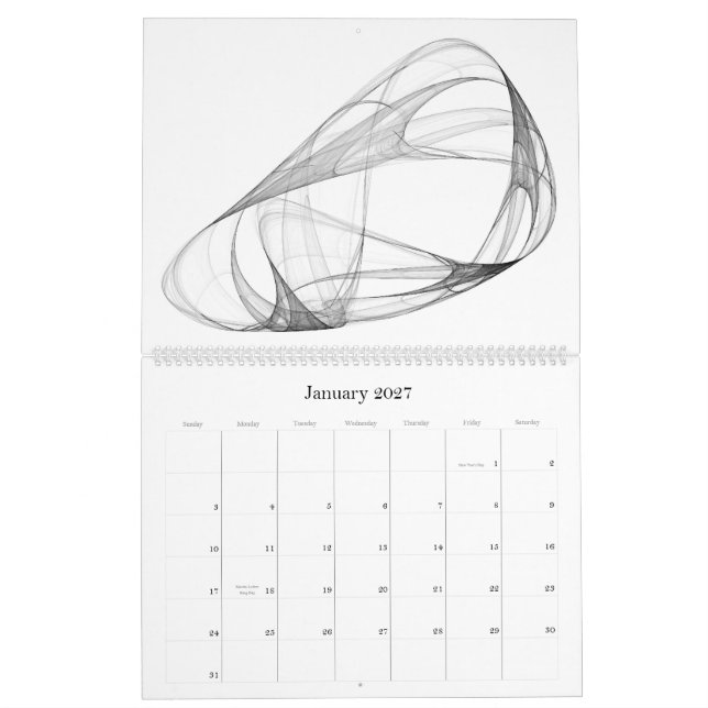 Chaotic Attractor Calendar (Jan 2027)