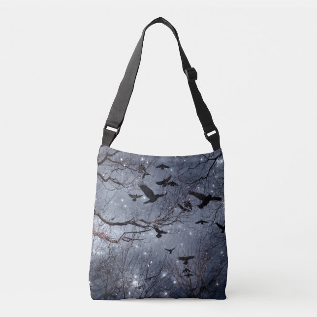 Chaotic Celestial Crow Flight Crossbody Bag (Front)