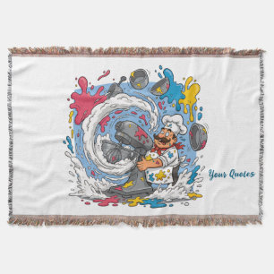 Chaotic Chef With Exploding Mixer Throw Blanket