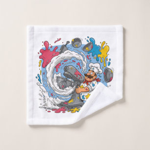 Chaotic Chef With Exploding Mixer Wash Cloth
