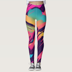 Chaotic Curves Funky Synthwave Leggings