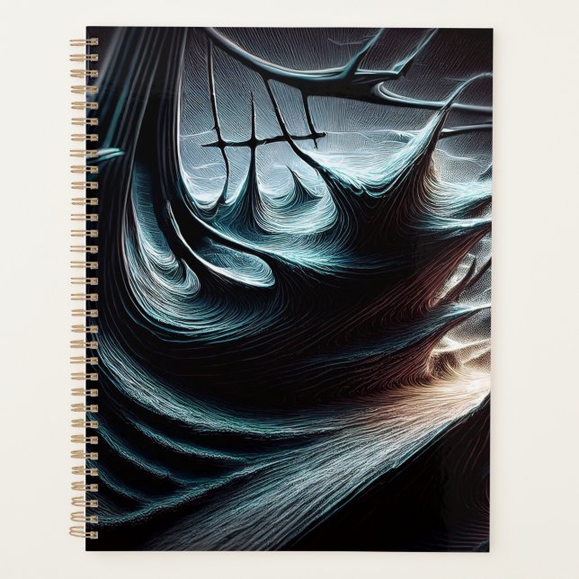 Chaotic Dark Seas Swept By The Storm Winds Planner (Front)