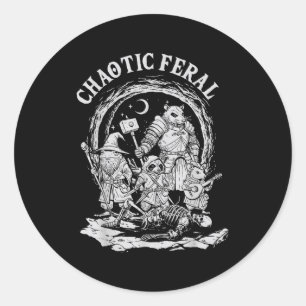 Chaotic Feral Funny Rpg Party Fantasy Animal Meme Classic Round Sticker