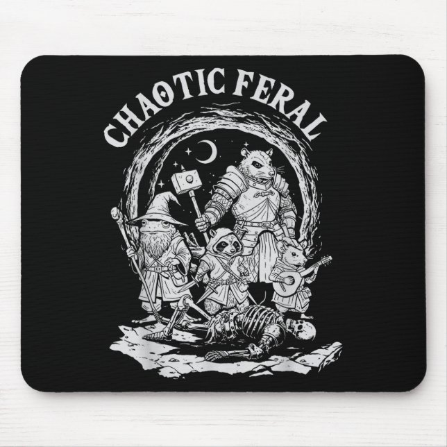 Chaotic Feral Funny Rpg Party Fantasy Animal Meme  Mouse Pad (Front)