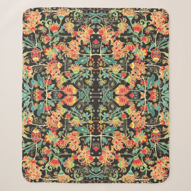 Chaotic floral: vintage abstract pattern. sherpa blanket (Front)