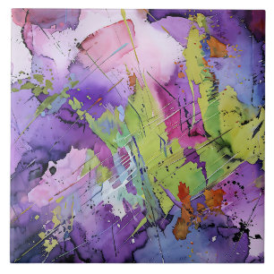"Chaotic Harmony" Contemporary Abstract Art Ceramic Tile