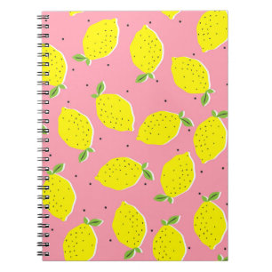 Chaotic Lemons Pink Polka: Citrus Pattern Notebook