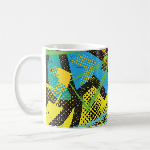 Chaotic Neon: Abstract Graffiti Pattern. Coffee Mug