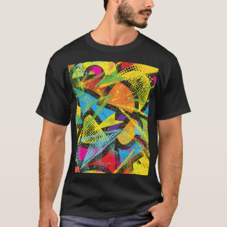 Chaotic Neon: Abstract Graffiti Pattern. T-Shirt