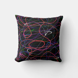 Chaotic neon energy art print cushion