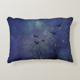 Chaotic Night Of The Crows Decorative Cushion