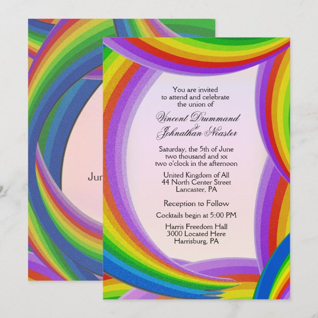 Chaotic Rainbow Wedding Invitations (Front/Back)