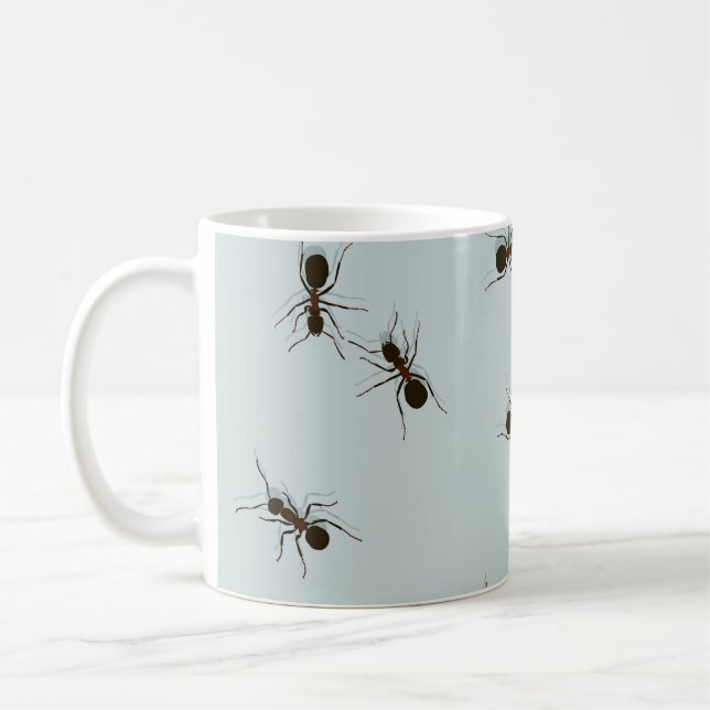 Chaotic Red Ants Stylish Pattern Coffee Mug (Left)