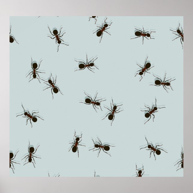 Chaotic Red Ants Stylish Pattern Poster (Front)
