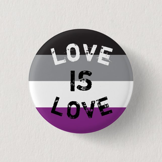 Chapa Asexual Flag Love - Love is Love 3 Cm Round Badge (Front)