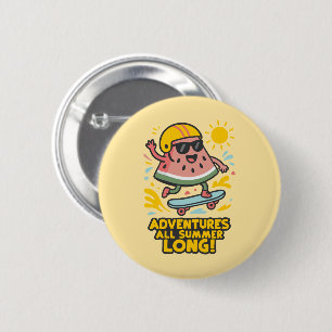 Chapa watermelon skater fun summer 6 cm round badge