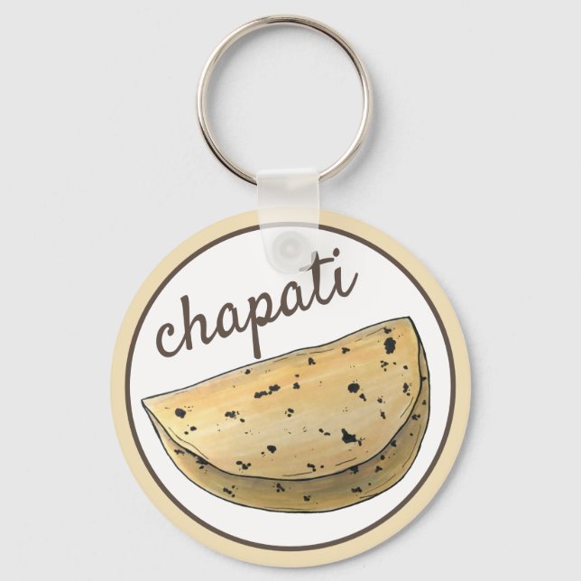 Chapati Roti Indian Food Bread Flatbread Bakery Key Ring (Front)