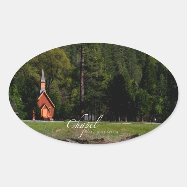 Chapel at Yosemite Oval Sticker (Front)