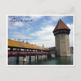 chapel bridge blue postcard