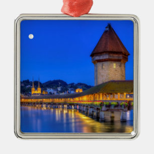 Chapel bridge, Kapellbrucke, Lucerne, Switzerland Metal Ornament