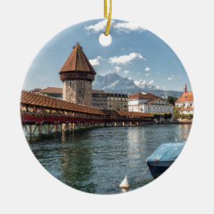 Chapel Bridge Lucerne,switzerland Ceramic Ornament