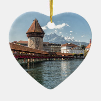 Chapel Bridge Lucerne,switzerland Ceramic Tree Decoration