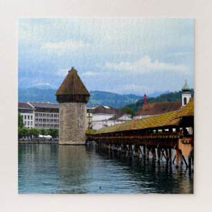 Chapel Bridge - Mount Pilatus - Luzern Switzerland Jigsaw Puzzle