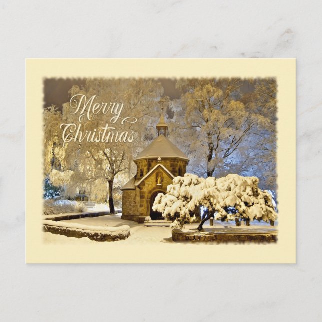 Chapel in a Silent Night Holiday Postcard (Front)