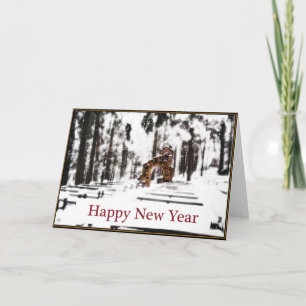 Chapel of the Woods in a Snowy Glow Happy New Year Holiday Card