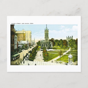 Chapel Street, New Haven, Connecticut Holiday Postcard