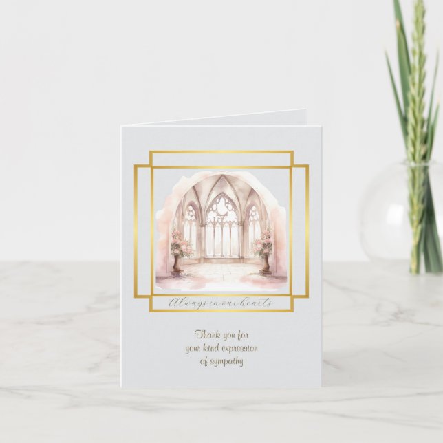 Chapel Window Sympathy Thank You Folded Note Card (Front)