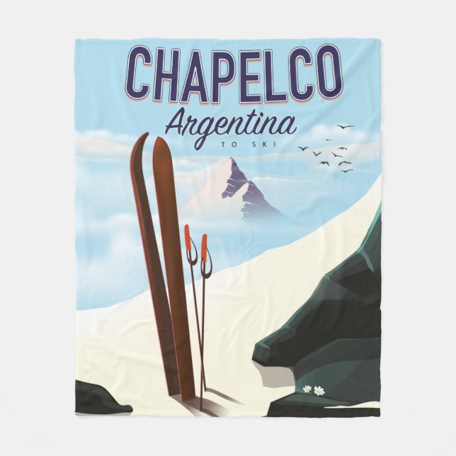 Chapelco Argentina to Ski Fleece Blanket (Front)