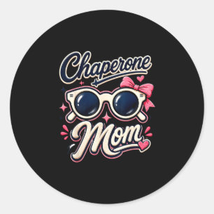 Chaperone mum retro sunglasses school even classic round sticker