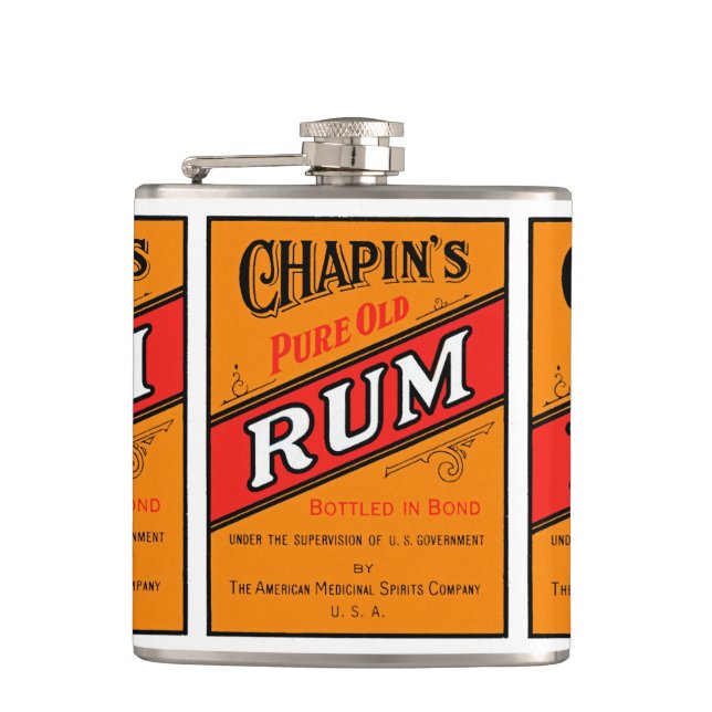 Chapins Pure Old Rum Label Hip Flask (Front)