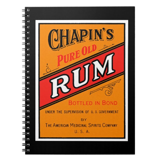 Chapins Pure Old Rum Label Notebook (Front)